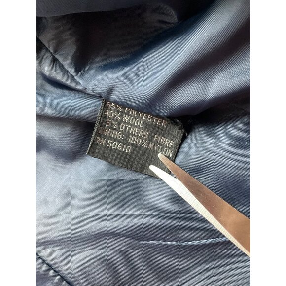 Vintage Sz Medium Sasson Pinstripe Blazer Navy Single Button Wool Bl Minimalist - Picture 9 of 12